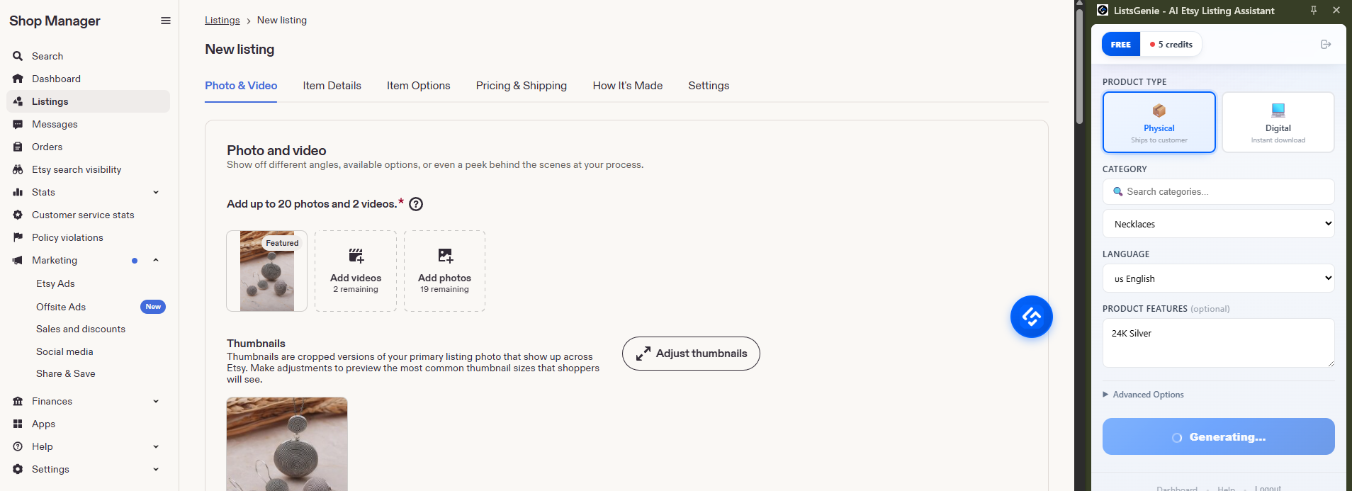 Copying the API key from the ListsGenie dashboard